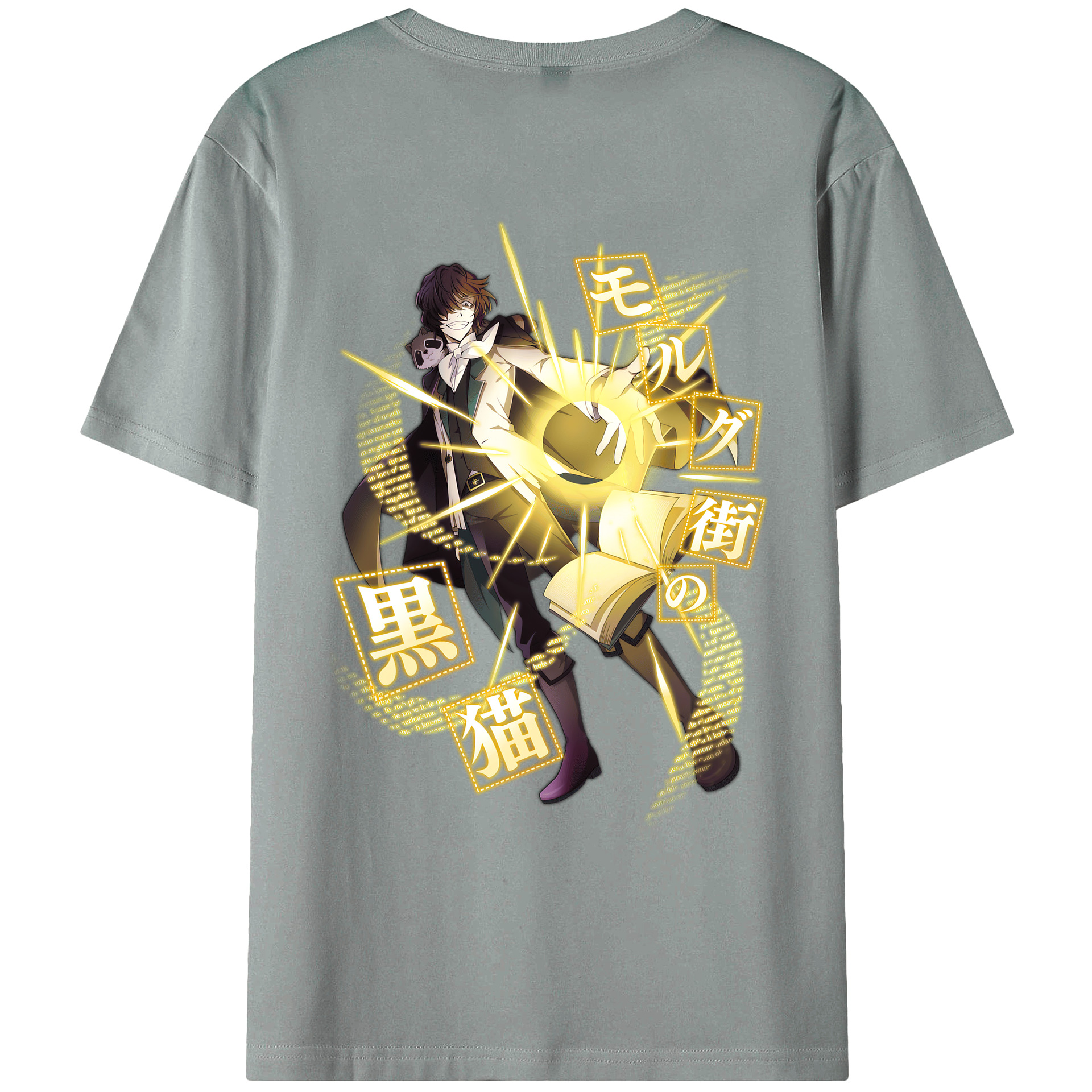 文豪ストレイドッグス Bungo Stray Dogs 綿100％ メンズ半袖Tシャツ（バックプリント） 通気性